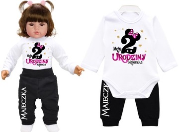 KOMPLET BODY SPODNIE URODZINY 2 lata IMIĘ 98