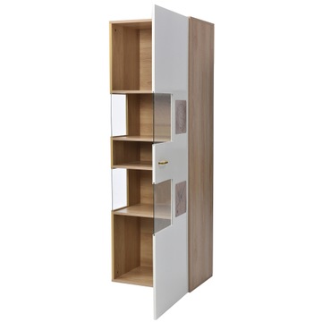 СОВРЕМЕННАЯ ВИТРИНА ШКАФ КОМОД 155X52X40CM LOFT ДУБ/БЕЛЫЙ + LED