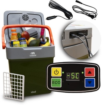LODÓWKA TURYSTYCZNA SAMOCHODOWA 12V/230V USB M 32 funkcja grzania IDEAL Moc