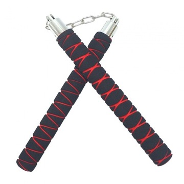 Nunchakus z miękką bronią do sztuk walki Wingchun ze stalowym łańcuchem, czarny czerwony