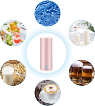 ПОРТАТИВНЫЙ USB ЭЛЕКТРИЧЕСКИЙ ЧАЙНИК 400мл ТЕРМОС, НЕРЖАВЕЮЩАЯ СТАЛЬ 304, РОЗОВЫЙ