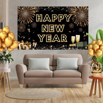 Szczęśliwego Nowego Roku Banner 2023 Tło Salon Ozdoby Festiwalowe StyleA