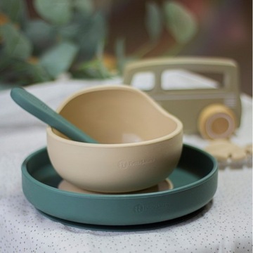 Silikonowe sztućce dla dzieci Petite&mars Misty Green