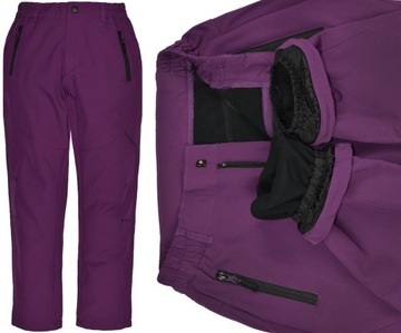 HOLD HANDS Zimowe SPODNIE Ocieplane Softshell Fioletowe - 152/158