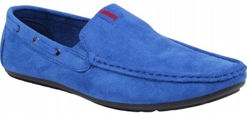 СИНИЕ МУЖСКИЕ ОБУВИ МОКАСИНЫ ТУФЛИ-СЛИПОНЫ ИЗ ЗАМШИ