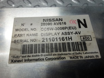 Wyświetlacz Nissan Primera 28090AV616