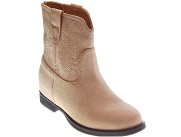 BOTKI NA KOTURNIE ZAMSZOWE D-10 Beige r.37