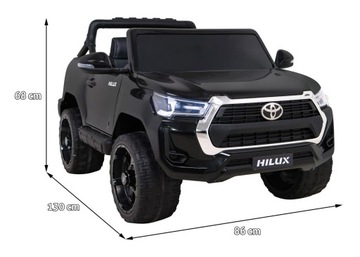 Детский Toyota Hilux на аккумуляторе Черный + привод 4х4 + Пульт + 2 багажных отделения