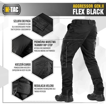 Тактические брюки M-Tac Aggressor Flex Black 42/32