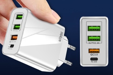 СЕТЕВОЕ ЗАРЯДНОЕ УСТРОЙСТВО WEBSKI 4xUSB USB ТИПА C QC PD