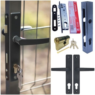 РУЧКА ДЛЯ ВОРОТ ВСТАВКА ЗАМКА 3 КЛЮЧА КАССЕТА 40X40 НАБОР АНТРАЦИТОВОГО