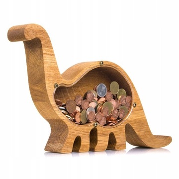 Wooden Piggy Bank Dinozaur Skarbonka Żyrafa GIFT