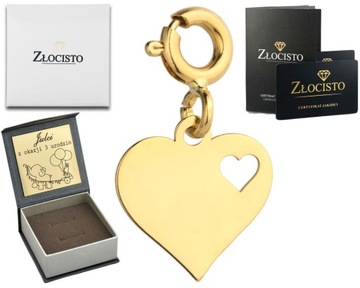 ZŁOTA ZAWIESZKA CHARMS SERDUSZKO W SERCU + GRAWER