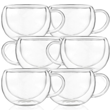 6x ТЕРМОСТАКАНЫ С РУЧКОЙ ОБЪЕМОМ 300 мл ДЛЯ КОФЕ ЛАТТЕ НАБОР ЧАЙНЫХ чашек