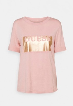 GUESS T-SHIRT DAMSKI BŁYSZCZĄCY LOGO RÓŻ M 0A4F6*