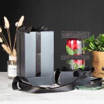 WIECZNA RÓŻA W SZKLE LED PUDEŁKO PREZENT NA DZIEŃ KOBIET WALENTYNKI