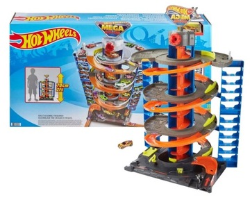 HOT WHEELS CITY ZESTAW ZAKRĘCONY MEGA GARAŻ PARKING + autko 1:64