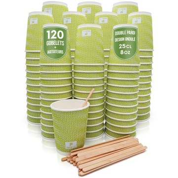 KUBKI PAPIEROWE 250ml Z MIESZADŁAMI DO KAWY 120SZT
