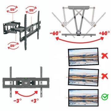 UCHWYT DO TELEWIZORA OBROTOWY UCHWYT SCIENNY WIESZAK DO TV 32-75 CALI VESA