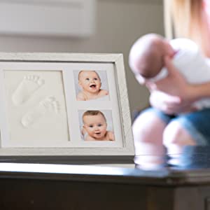 РАМКА С ГЛИНОЙ ДЛЯ ОТПЕЧАТКОВ РУКОВ, СЛЕДОВ НОГ, БУКВ, ПОДАРКА BABYSHOWER