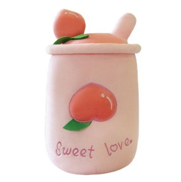 MASKOTKA PLUSZAK BUBBLE TEA JABŁKO SERCE RÓŻ 35 cm