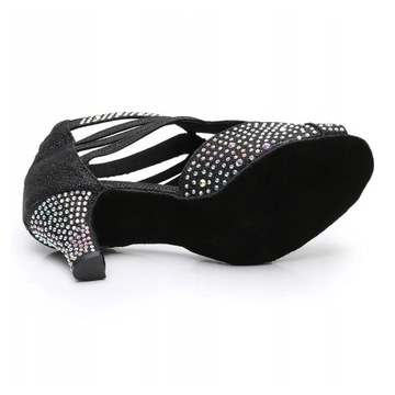 ТАНЦЕВАЛЬНАЯ ТУФЛИ ДЛЯ ЛАТИНО, ЧЕРНЫЕ, С ДЕКОРИРОВАНИЕМ, 6 см