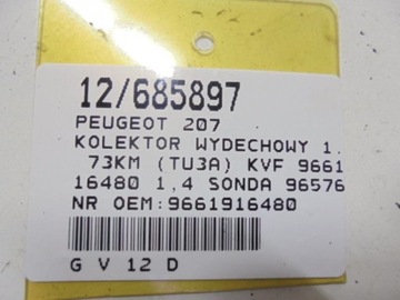 CITROEN C3 PEUGEOT 207 KOLEKTOR VÝFUKOVÝ 1.4 8V 9661916480