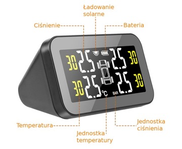 Солнечная система TPMS с большим ЖК-дисплеем и 4 входными датчиками