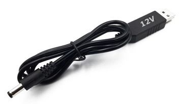 Kabel przetwornica USB 5V - 12V DC 5,5x2,1 mm