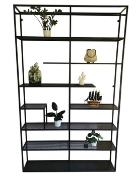 Duży regał na scianę z półkami metal loft czarny