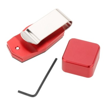 Держатель для бильярдного мела с зажимом для ремня, алюминий, красный.