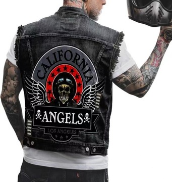 Kamizelka Męska Dżinsowa Kamizelka Skull Fashion
