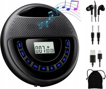 Odtwarzacz CD płyt MP3, SAMOCHODOWY, BLUETOOTH, AUX, GŁOŚNIKI, + SŁUCHAWKI