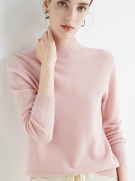 Autumn Winter Solid Mock-neck Pullover Sweater For