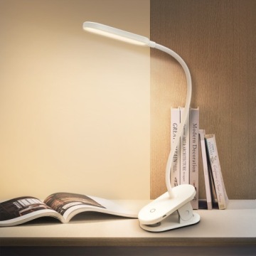 Лампа настільна на письмовий стіл LED з кліпсою Акумуляторна з регулюванням яскравості USB