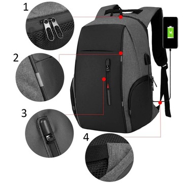 РЮКЗАК ШКОЛЬНЫЙ ДЛЯ НОУТБУКА, ТУРИСТИЧЕСКИЙ, ГОРОДСКОЙ USB