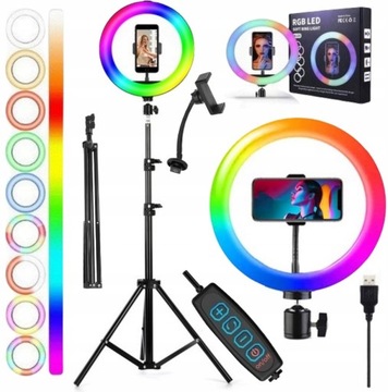 LAMPA LED RING DO FILMÓW ZDJĘĆ MAKIJAŻU ZE STATYWEM DZIECI YOUTUBE TIKTOK