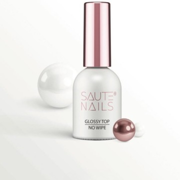 SAUTE NAILS GLOSSY TOP NO WIPE - ПРОЗРАЧНЫЙ ГИБРИДНЫЙ ТОП 8 МЛ