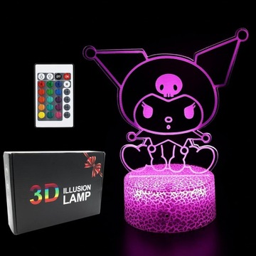 Lampka Nocna 16 Zmiana Kolorów za Pomocą Pilota LED 3D - KUROMI