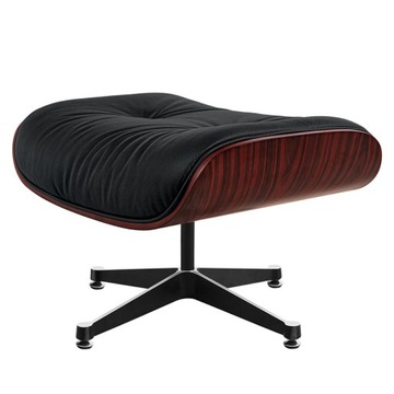 Fotel Eames Lounge Chair, czarny, naturalna skóra bydlęca ciemny palisander