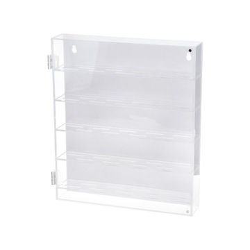Akrylowy pojemnik do przechowywania, stojak, pyłoszczelny, przezroczysty z drzwiczkami w kolorze białym