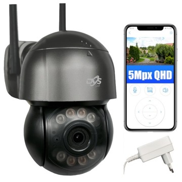 SZARA ZEWNĘTRZNA KAMERA WIFI OBROTOWA IP BEZPRZEWODOWA 5Mpx DVS MONITORING