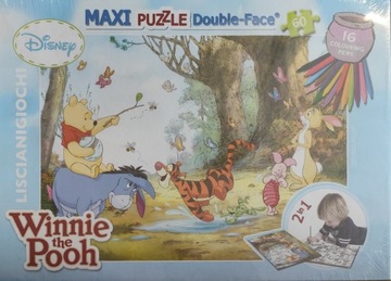 Liscianigiochi Maxi Puzzle dwustronne 37582-b - Kubuś Puchatek, 60el.