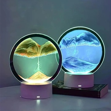 3D СВЕТОДИОДНАЯ НОЧНАЯ ЛАМПА ПЕСОЧНАЯ ЖИВОПИСЬ ИСКУССТВО ТЕКУЩИЕ ПЕСОЧНЫЕ ЧАСЫ СВЕТ