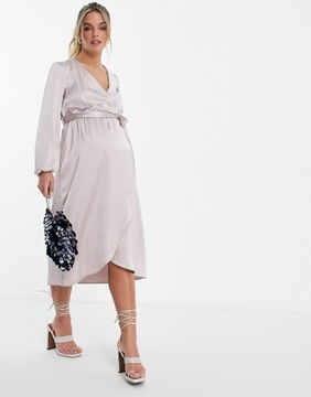 exRiver Island Maternity satynowa midi sukienka XS