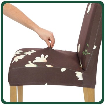 ПОКРЫТИЕ НА СТУЛ МАГНОЛИЯ ЦВЕТЫ КОРИЧНЕВЫЕ УЗОРЫ ГИБКИЙ УНИВЕРСАЛЬНЫЙ