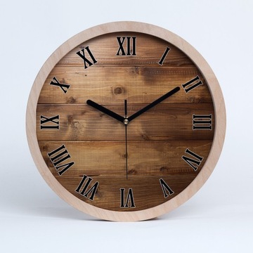 Cichy ścienny drewno zegar drewniane tło fi 30 cm