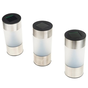 САДОВАЯ ЛАМПА 3 ШТ./КОМПЛ. СВЕТОДИОДНАЯ СОЛНЕЧНАЯ СОЛНЕЧНАЯ СТОЙКА INOX С ЗЕМНЫМ ПРИВОДОМ