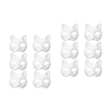 Маски волка, белая поделка, кошка, раскрашенная лиса, 12 шт.