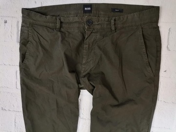 HUGO BOSS Slim Fit Spodnie Męskie Khaki Materiałowe L